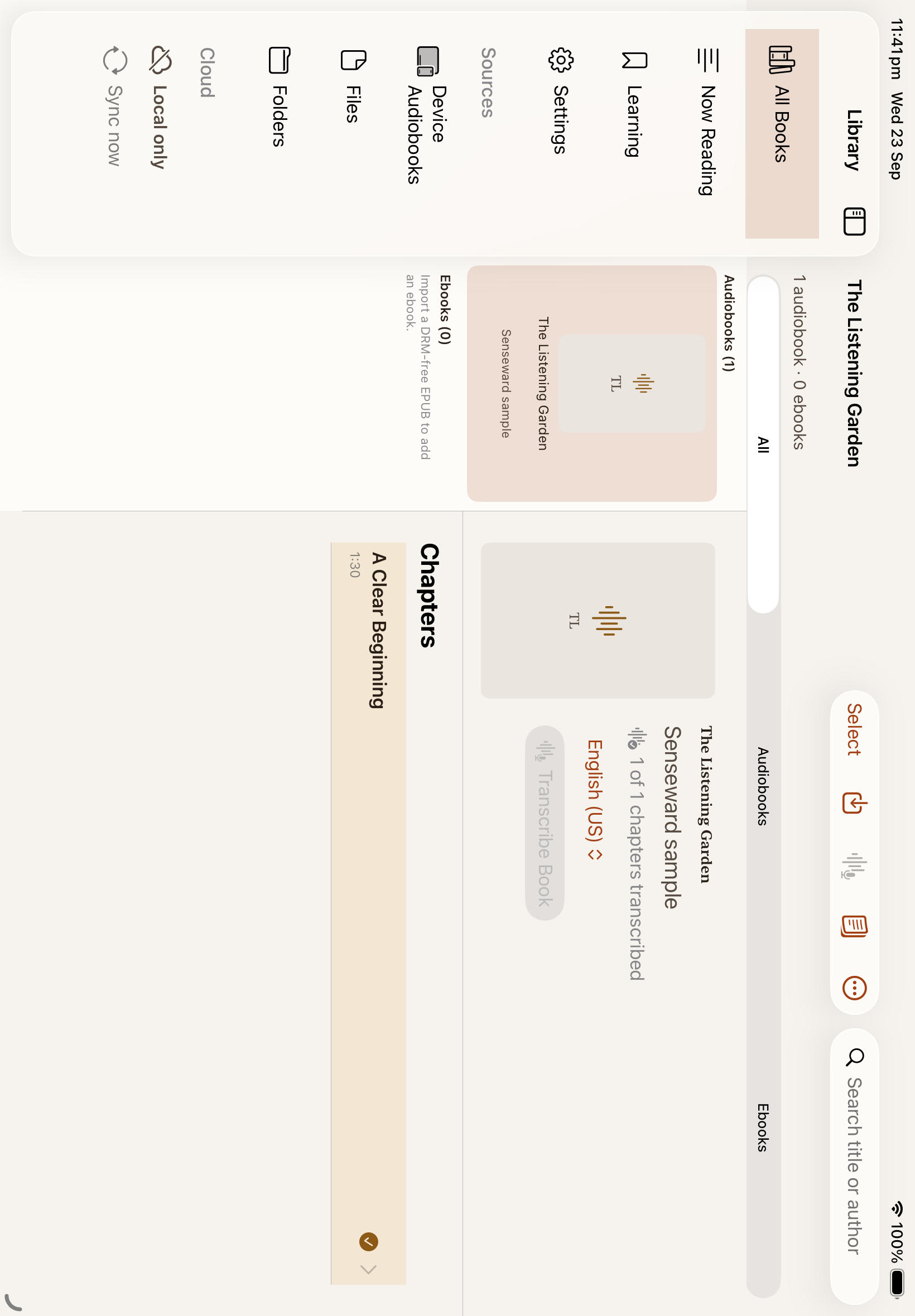 Library collections for audiobooks and ebooks.